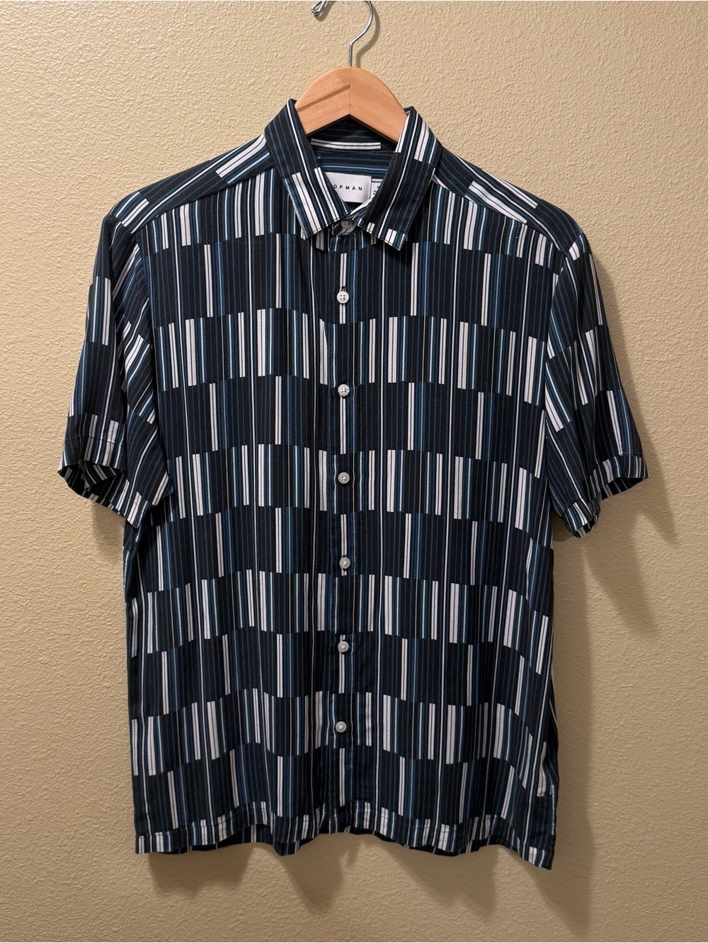 Men’s Medium TOPMAN Multicolor Classic Fit Short Sleeve Button Up Shirt
